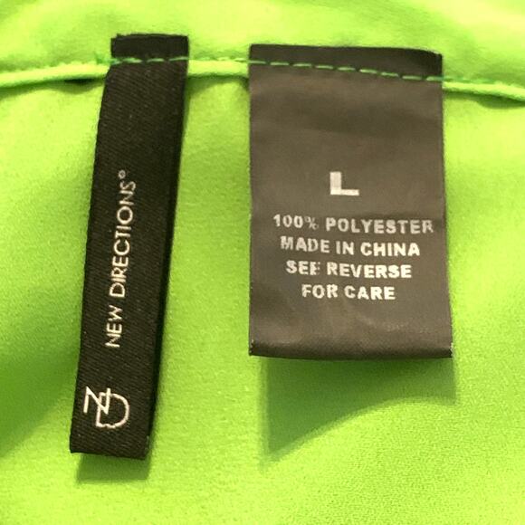 New Directions Womens Top Large Green 3/4 Sleeves V-Neck Asymmetrical Hemline - Picture 3 of 11